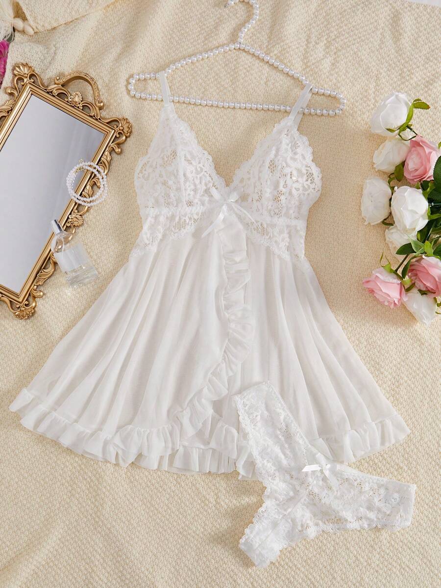 Conjunto Lingerie White Tule