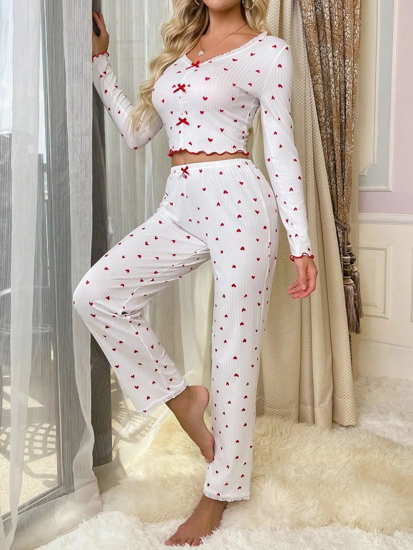 Pijama Longo Heart Lace