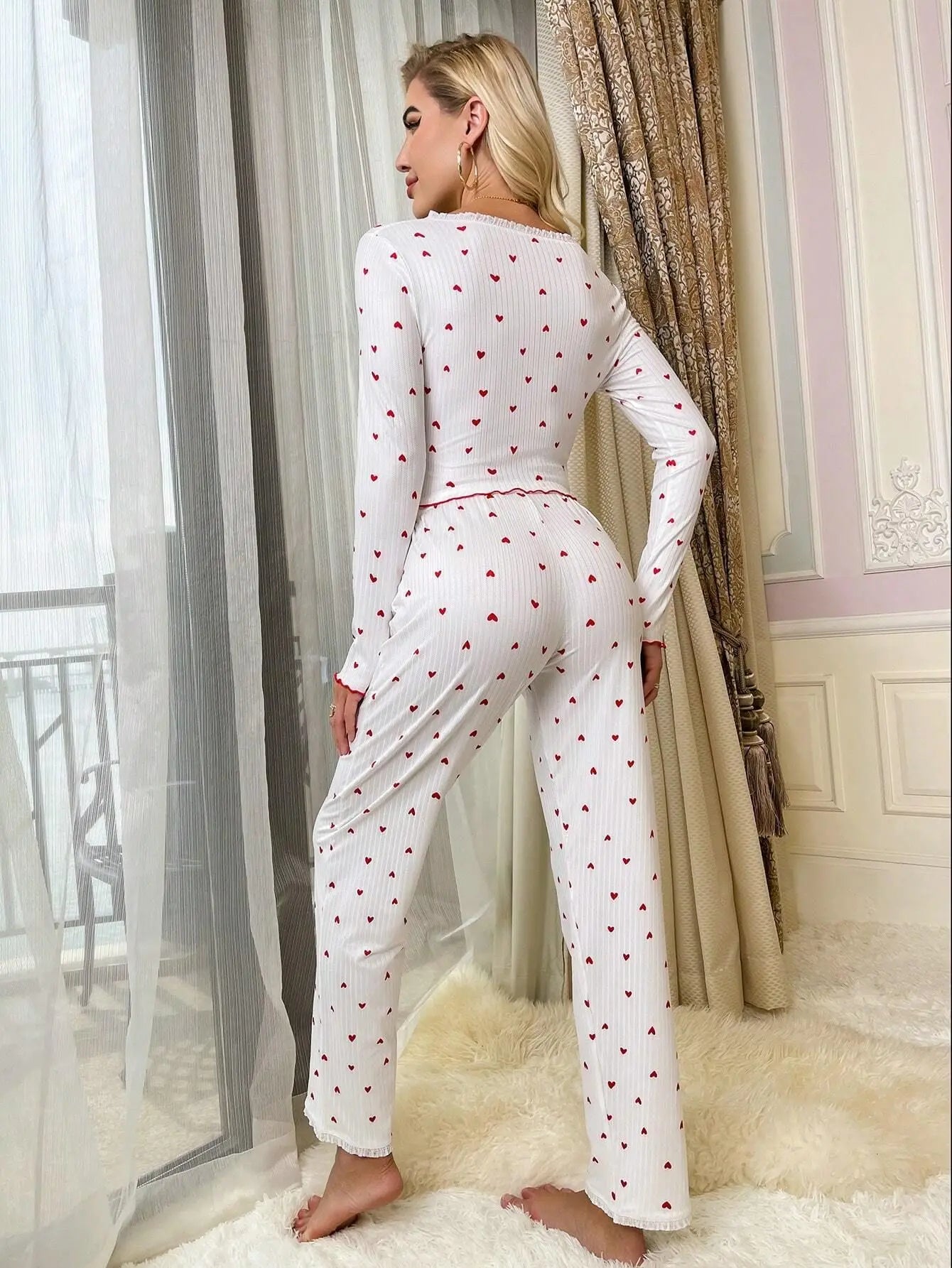 Pijama Longo Heart Lace