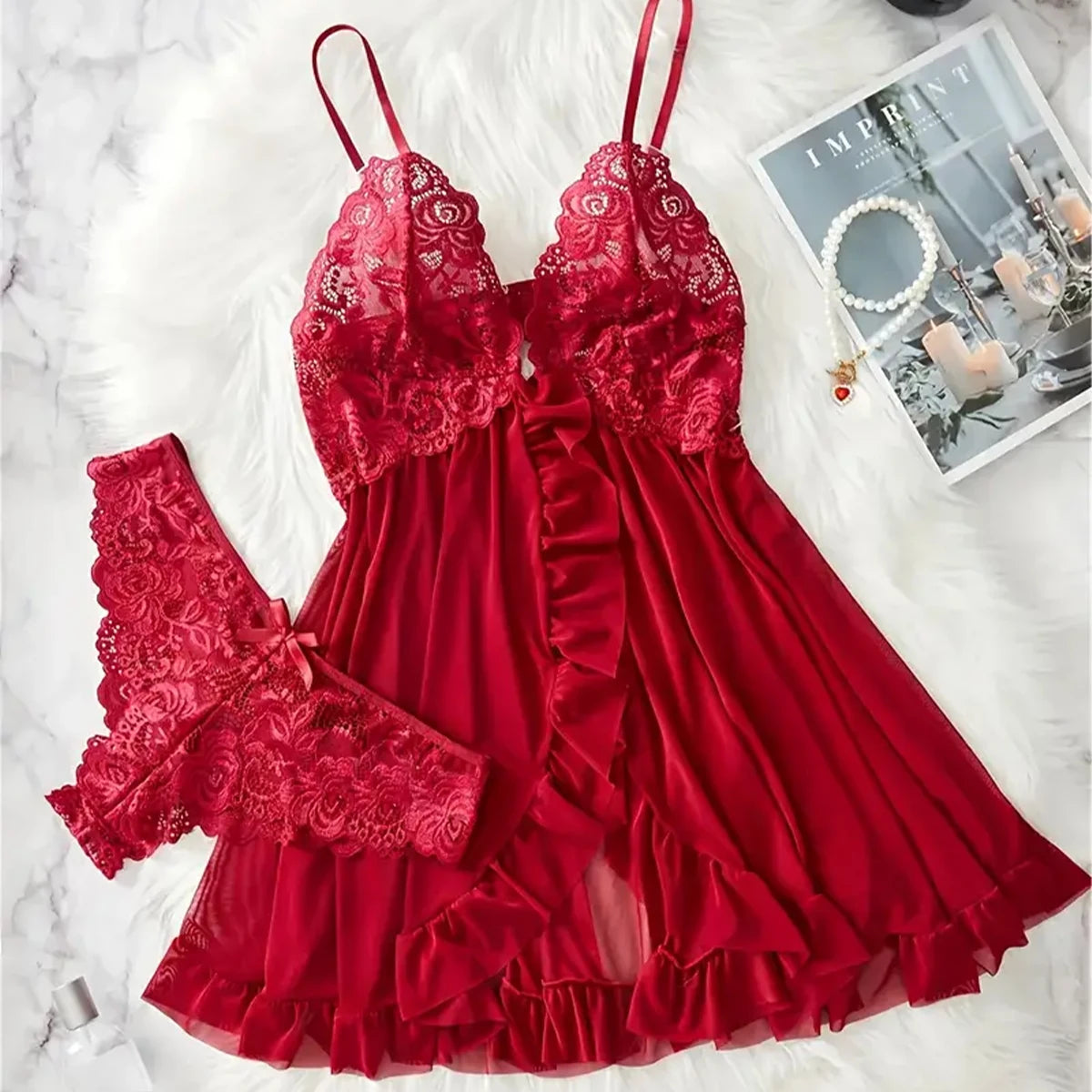 Babydoll + Calcinha Lingerie Renda