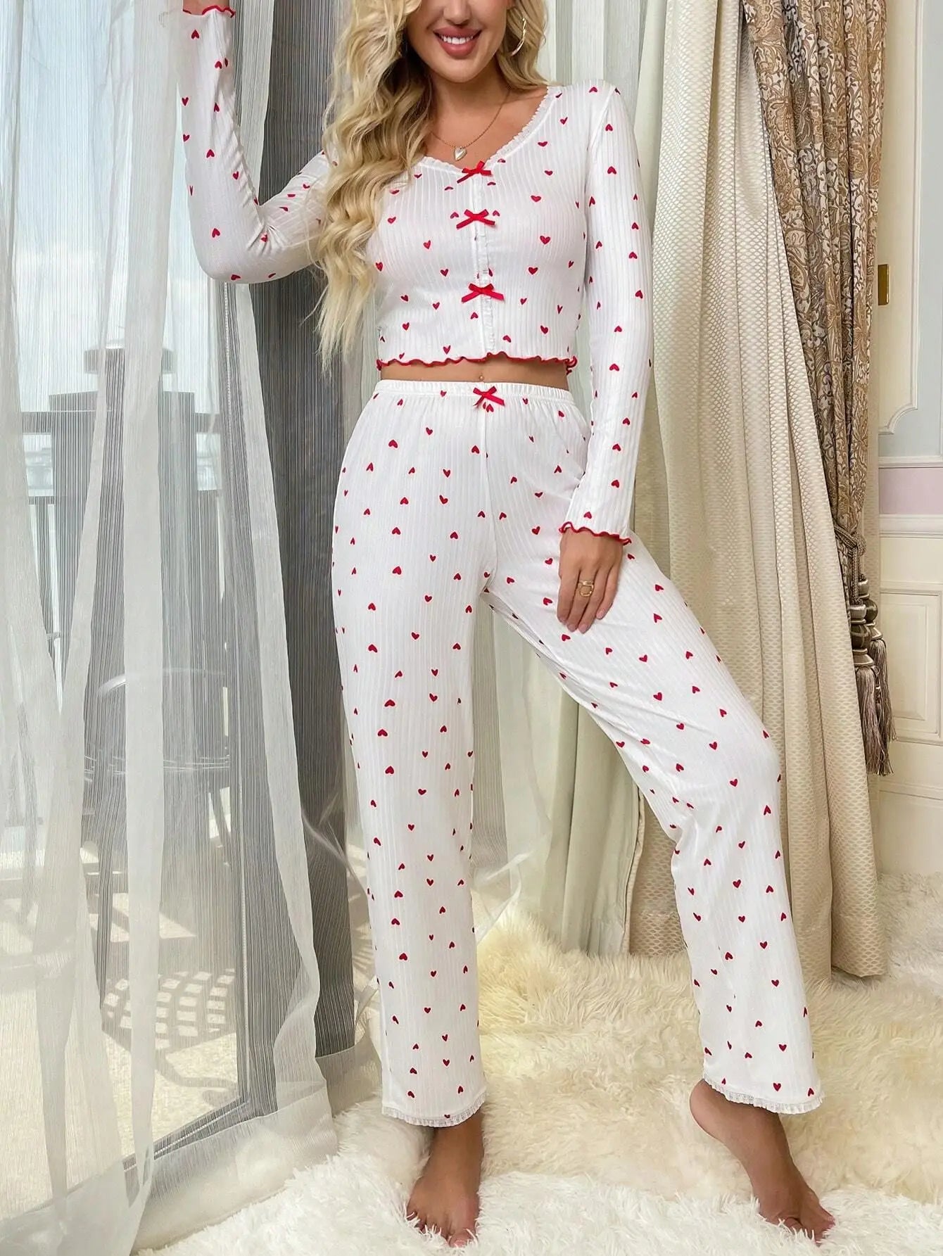 Pijama Longo Heart Lace