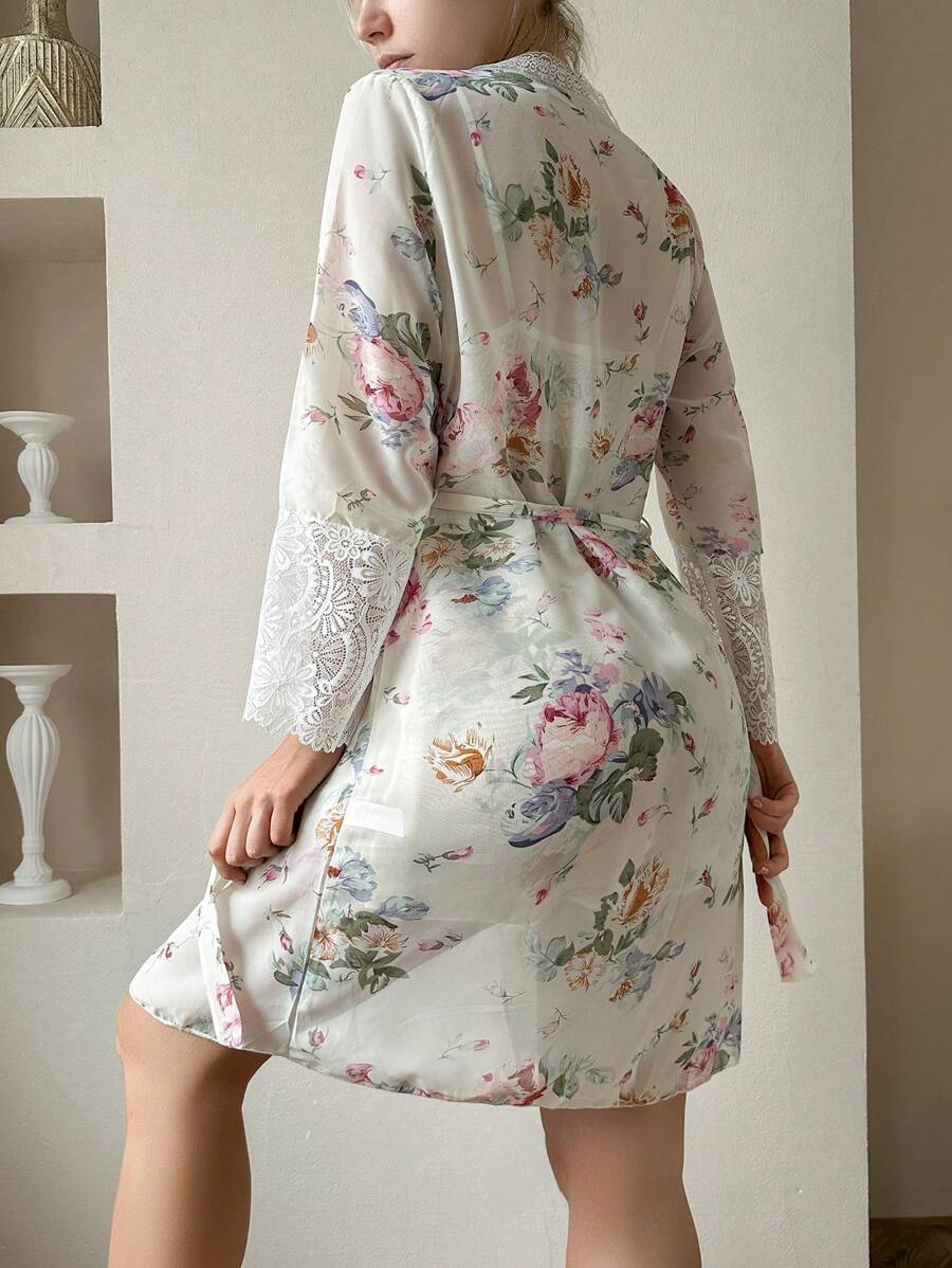 Babydoll Renda Floral + Robe